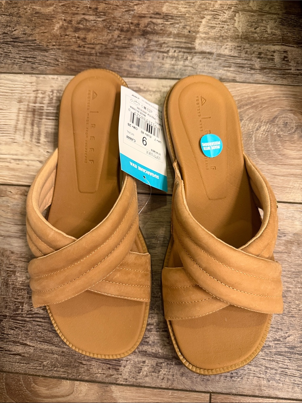 Reef Women's Tan Crossband Slide Mules